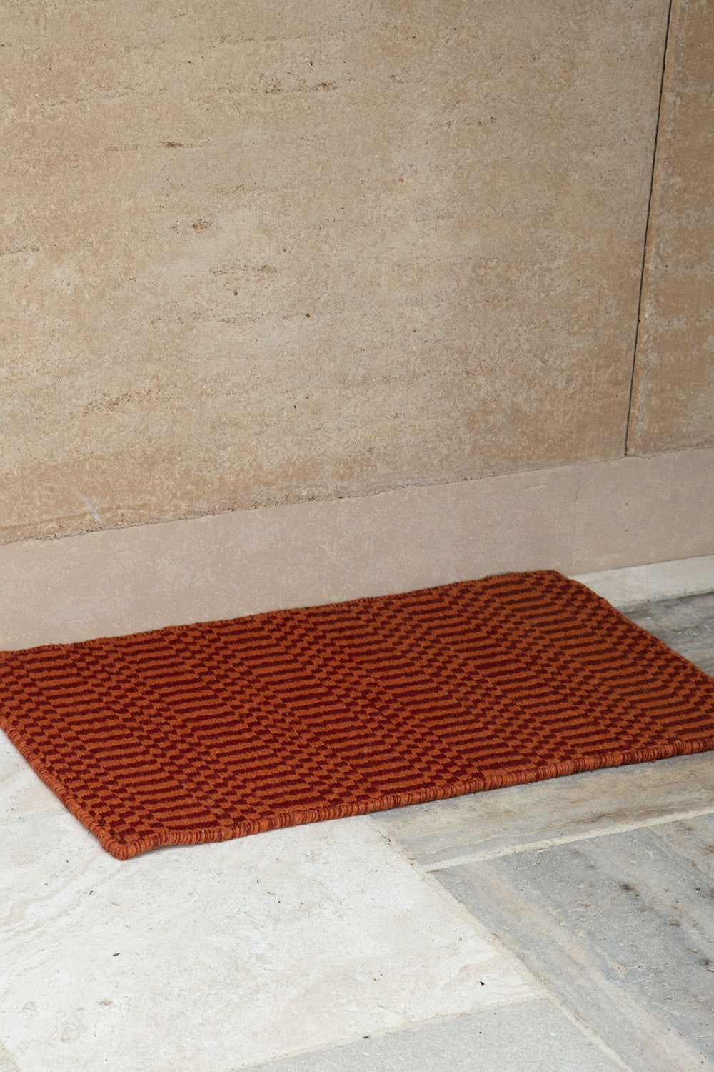 Unplugged Checkers Terracotta Entrance Mat - NODI HANDMADE RUGS