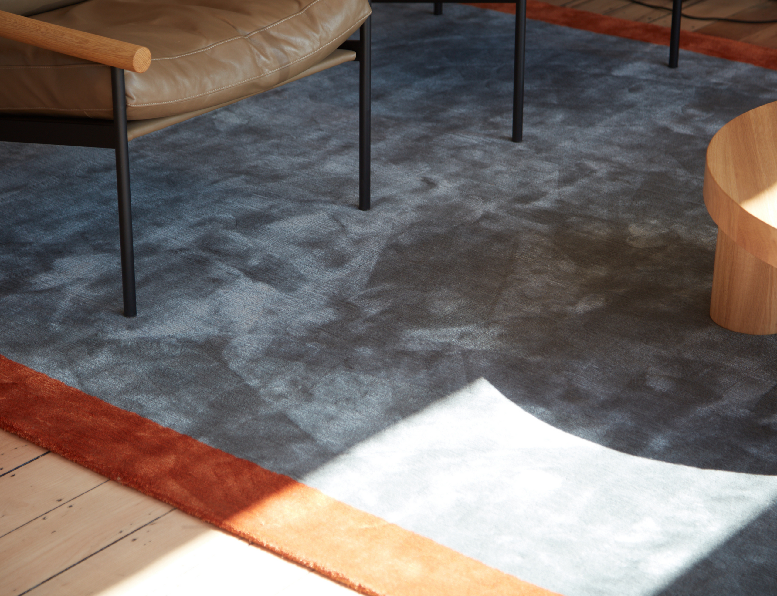 Bamboo Silk and Wool Stripe Rug Pewter & Marigold