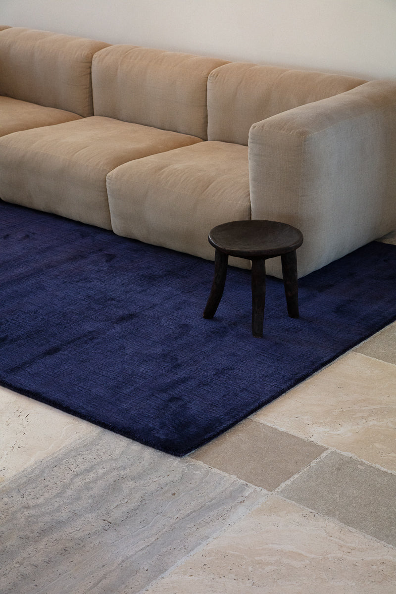 Bamboo Silk and Wool Blend Indigo - NODI HANDMADE RUGS