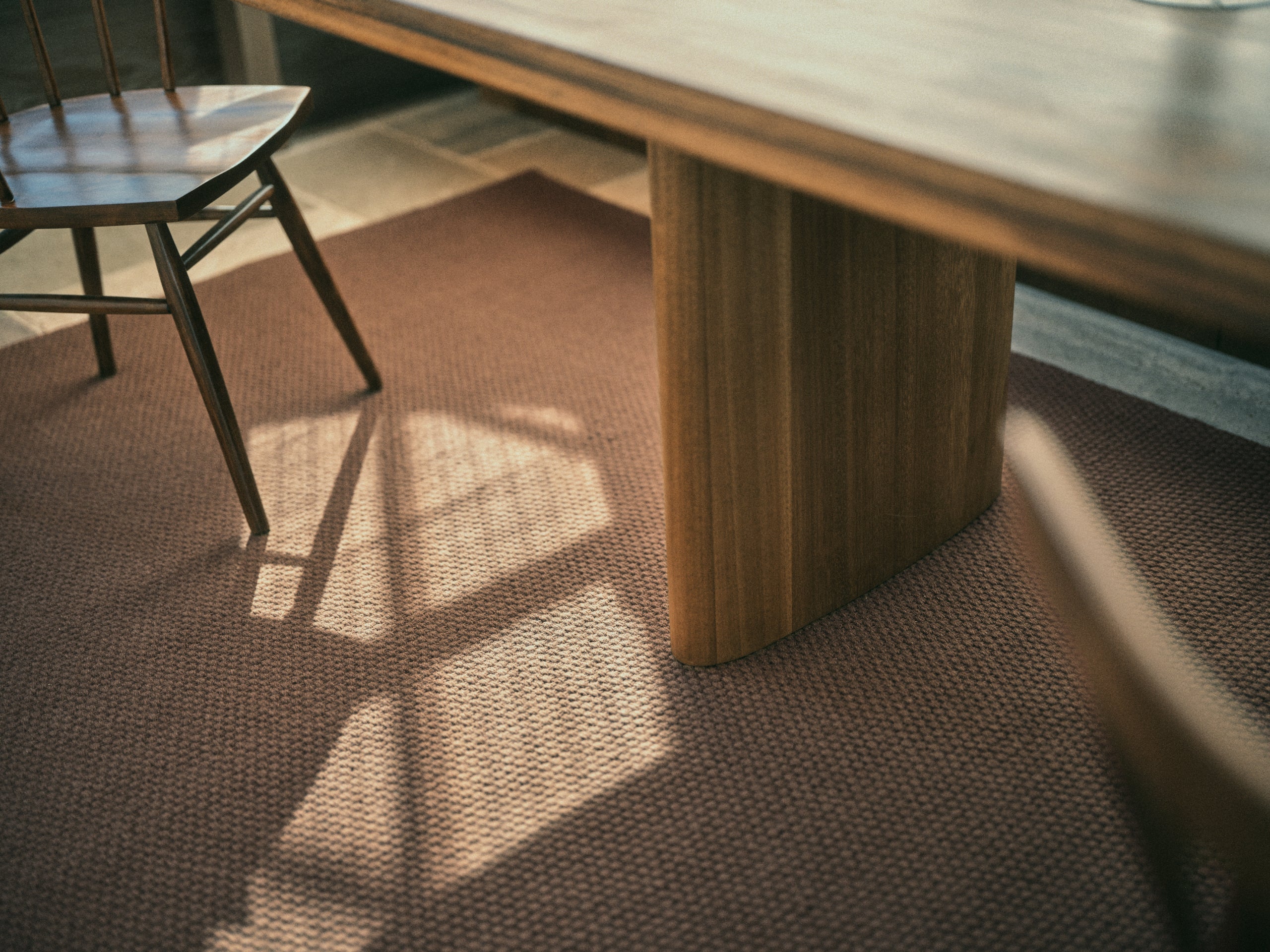 Basket Weave Wool Rug Rosewood